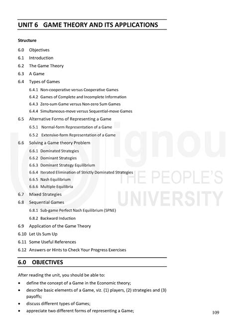 UNIT 6 GAME THEORY AND ITS APPLICATIONS its .